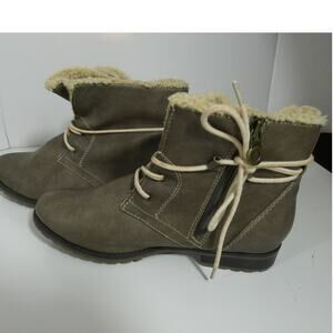 Sporto Women's Fur Lined Boots 7.5M Lace Up & Zipper Closure